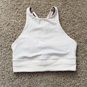 Lululemon Energy Bra High Neck Long Line Strappy White Size 6